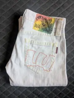 ココルル ホワイト デニム パンツ 25 白 平成ギャル レトロ Y2K