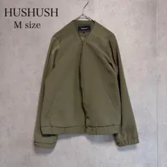 HusHusH ノーカラーブルゾン M カーキ ジップアップ ジャケットのサムネイル