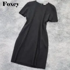 FOXEY フォクシー]半袖ワンピース ストレッチ 黒 ひざ丈 日本製 F