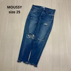 ● MOUSSY マウジー テーパード ダメージ デニム ジーンズ 25