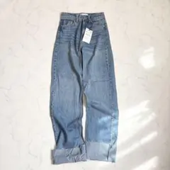 新品タグ付き　ZARA ザラ　ロールアップ　デニムパンツ　34 プルー