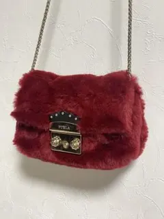 【FURLA】メトロポリス ファー ショルダーバッグ レッド