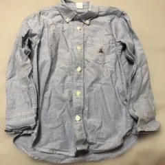 Baby GAP 薄い青 ボタンダウンシャツ クマ刺繍