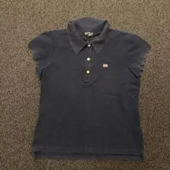 y2k 90s 00sポロジーンズ 星条旗 刺繍 ポロシャツ ネイビー S〜M