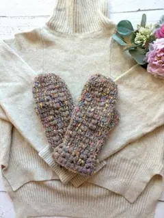 手編みのふんわり暖か可愛いミトン