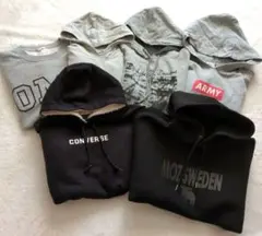 グレー ブラック フード付き、トレーナー、パーカー6点セット