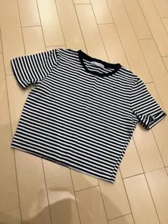ZARA 黒と白のストライプ 半袖Tシャツ
