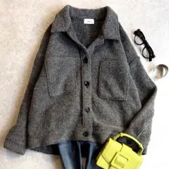 人気 イエナ シープパイルブルゾン 襟付きボアジャケット ライトアウター グレー