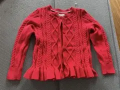 トミー赤いケーブルニットカーディガン 92cm