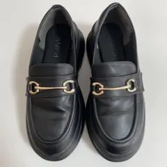 ローファー 厚底　ブラック