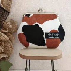 ハンドメイド　がま口ポーチ（ミケ猫）