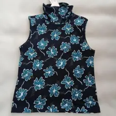 花柄 新品 ハイネック ノースリーブ カットソー サイズL