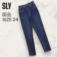 【新品】 SLY クラップ ハイウエスト アンクル スリム デニム テーパード