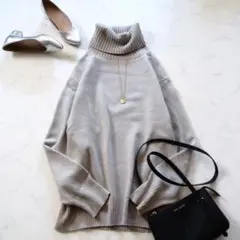 Deuxieme Classe　ウール100%ミドルゲージタートルネックニット