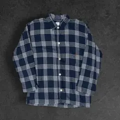90s~00s ラルフローレン パジャマシャツ チェックシャツ ブルー