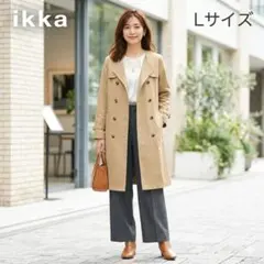 ikka イッカ ノーカラー トレンチコート L ベージュ スプリングコートのサムネイル
