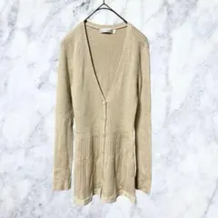 H78 ナラカミーチェ ロングカーディガン I S〜M ベージュ ウール混 ラメ