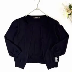 【金具ロゴ刺繍 サマー】FOXEY フォクシー ニットボレロ ウール ネイビーのサムネイル