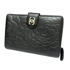 正規品】CHANEL シャネル カメリア エンボス フラップ長財布 ブラック