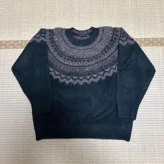 ニコアンド ノルディック柄 ニット セーター M グリーン