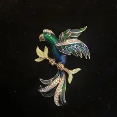 エナメル鳥のブローチ オウム