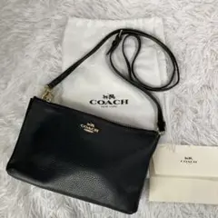 美品　コーチ　ショルダーバッグ　2way 黒　本革　ダブルジップ　保存袋付