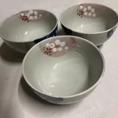 レトロアンティーク⭐️高級茶碗 桜梅 お茶碗3個セット春爛漫 新品未使用夫婦茶碗