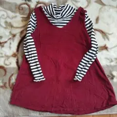 ジャンパースカート　重ね着風　お洒落　ワンピース　 120