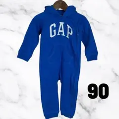 美品✨【Gap Baby】フード付きジャンプスーツ 裏起毛　ロゴ刺繍　青　90
