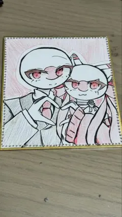 手描きイラスト 色紙 カンヒュ カントリーヒューマンズ 日本