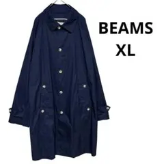 BEAMS XL ステンカラーコート 撥水 ナイロン ネイビーのサムネイル