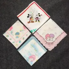 キキララ & ミッキーマウス 中古ハンカチ4枚セット