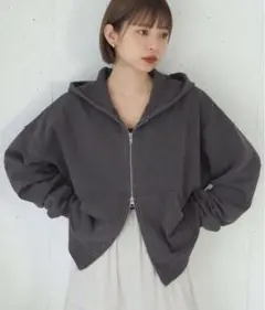 tiptop ヴィンテージ加工ダブルジップパーカー　チャコールグレー