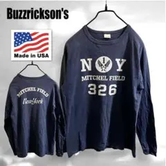 バズリクソンズ USA製 ミリタリー ロンT ナス紺 長袖 Tシャツ ネイビーのサムネイル