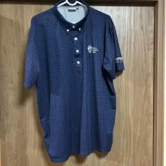 FILA ポロシャツ　3L チェック柄　紺　青　ブルー　ネイビー