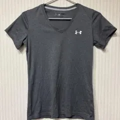 アンダーアーマー Vネック 半袖 Tシャツ 杢 灰色 ポリエステル スポーツ