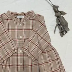 [ セラフ ] ピンク チェック ワンピース 80cm