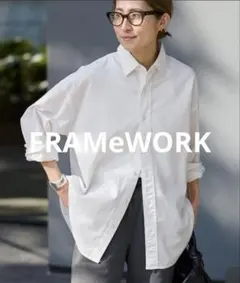 未使用級‼︎FRAMeWORKコットンレギュラーカラーシャツ☆まとめ買い大歓迎☆白のサムネイル