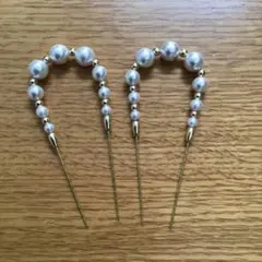 パール付きヘアピン 2本セット ゴールド