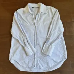 ZARA ストライプシャツ　長袖　ブルー