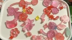 デコパーツまとめ売り　ピンク　赤