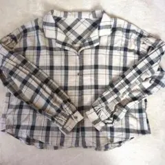 チェック柄コットン長袖シャツ