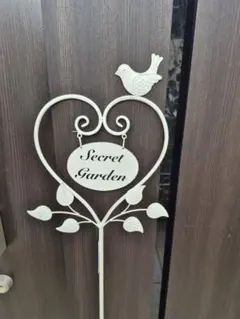 ガーデニング雑貨　ガーデン雑貨 小鳥ホワイトアイアンガーデンピック