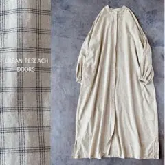 DOORS ⿻ コットン チェック バンドカラー ワンピース ボリューム袖 秋