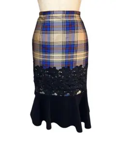 チェスティ　Chesty チェック柄レースタイトスカート