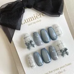 ネイルチップ/ツイードネイル/冬ネイル/ブルーネイル