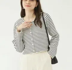 半額以下★グリーンレーベルリラクシング テレコボーダークロップドカーディガン