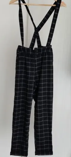 【サイズ160】ピンクラテ　チェック柄サロペットのサムネイル