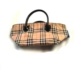 希少】BURBERRYホースロゴノバチェックキャンバスレザーミニボストン