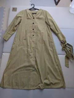 le.coeur blanc イエロー・ストライプ シャツワンピース